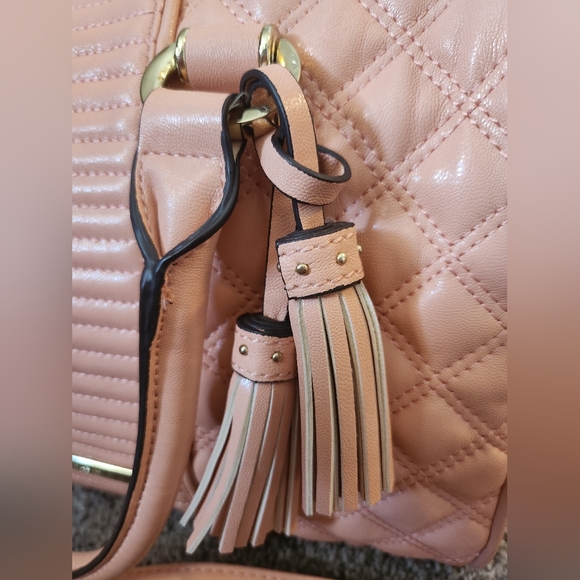 Anne Klein Faux Leather Quilted Satchel Bag in Peach; Brand-New Without Tags - Picture 6 of 16